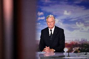 PM Barnier Appears At News Broadcast - Paris