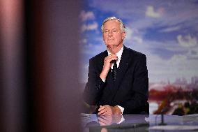 PM Barnier Appears At News Broadcast - Paris