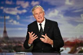 PM Barnier Appears At News Broadcast - Paris