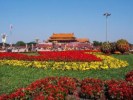 Tian 'anmen Square Decorated to Celebrate National Day