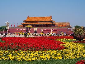 Tian 'anmen Square Decorated to Celebrate National Day