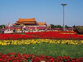 Tian 'anmen Square Decorated to Celebrate National Day