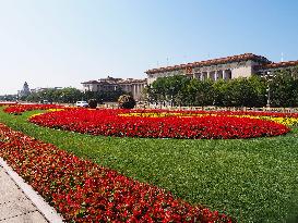 Tian 'anmen Square Decorated to Celebrate National Day