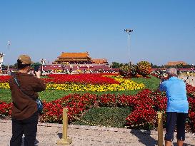 Tian 'anmen Square Decorated to Celebrate National Day