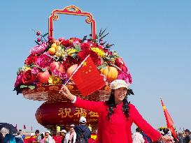 Tian 'anmen Square Decorated to Celebrate National Day