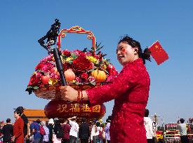 Tian 'anmen Square Decorated to Celebrate National Day