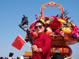 Tian 'anmen Square Decorated to Celebrate National Day