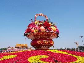 Tian 'anmen Square Decorated to Celebrate National Day