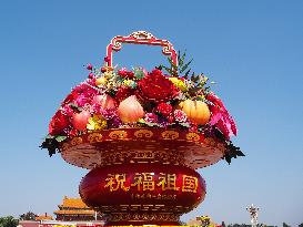 Tian 'anmen Square Decorated to Celebrate National Day