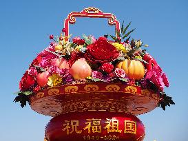 Tian 'anmen Square Decorated to Celebrate National Day