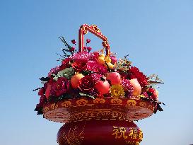 Tian 'anmen Square Decorated to Celebrate National Day