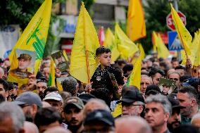 Hezbollah Commander Ibrahim Aqeel Funeral - Beirut