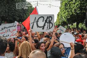 Protest Over Draft Amendment To Electoral Law In Tunis