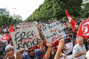 Protest Over Draft Amendment To Electoral Law In Tunis