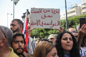 Protest Over Draft Amendment To Electoral Law In Tunis