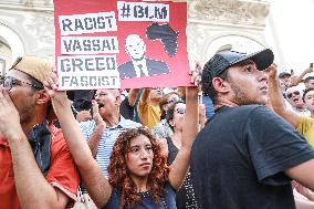 Protest Over Draft Amendment To Electoral Law In Tunis