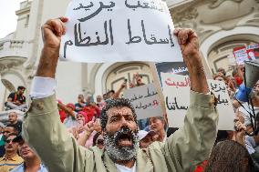 Protest Over Draft Amendment To Electoral Law In Tunis