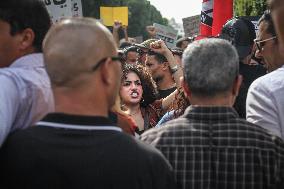 Protest Over Draft Amendment To Electoral Law In Tunis