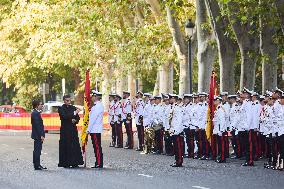 Madrid Spain Almeida Hands Over The National Flag To The Navy