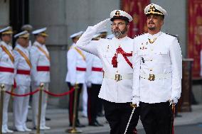 Madrid Spain Almeida Hands Over The National Flag To The Navy