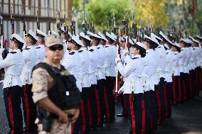 Madrid Spain Almeida Hands Over The National Flag To The Navy