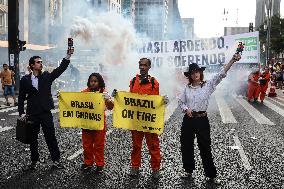 Protest Against Fires And The Climate Situation In São Paulo