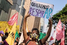 Protest Against Fires And The Climate Situation In São Paulo