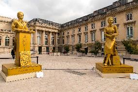 Golden Statues Honoring Pioneering Women At National Assembly - Paris