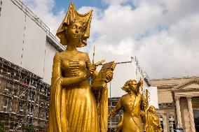 Golden Statues Honoring Pioneering Women At National Assembly - Paris