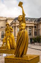 Golden Statues Honoring Pioneering Women At National Assembly - Paris