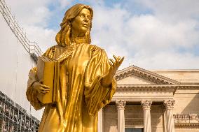 Golden Statues Honoring Pioneering Women At National Assembly - Paris