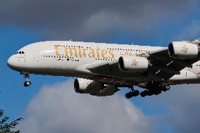 Emirates Airbus A380 Aircraft Landing