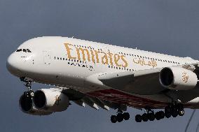 Emirates Airbus A380 Aircraft Landing