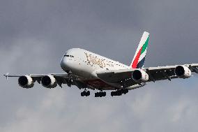 Emirates Airbus A380 Aircraft Landing