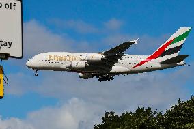 Emirates Airbus A380 Aircraft Landing