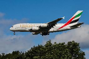 Emirates Airbus A380 Aircraft Landing