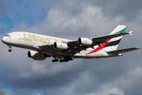 Emirates Airbus A380 Aircraft Landing