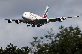 Emirates Airbus A380 Aircraft Landing