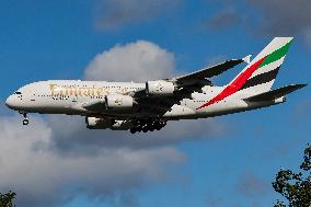 Emirates Airbus A380 Aircraft Landing