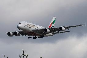 Emirates Airbus A380 Aircraft Landing