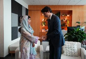 Justin Trudeau Meets Malala Yousafzai - NYC