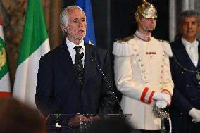 The return ceremony of the Flag of the Italian athletes returning from the Paris 2024