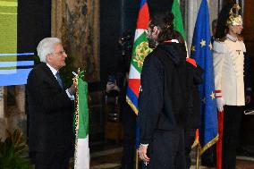 The return ceremony of the Flag of the Italian athletes returning from the Paris 2024