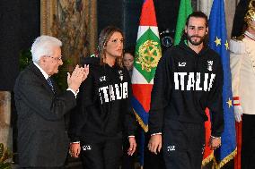 The return ceremony of the Flag of the Italian athletes returning from the Paris 2024