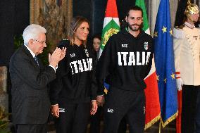 The return ceremony of the Flag of the Italian athletes returning from the Paris 2024