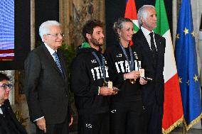 The return ceremony of the Flag of the Italian athletes returning from the Paris 2024