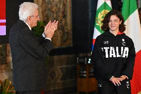 The return ceremony of the Flag of the Italian athletes returning from the Paris 2024