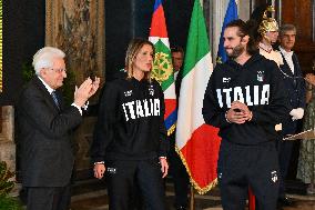 The return ceremony of the Flag of the Italian athletes returning from the Paris 2024