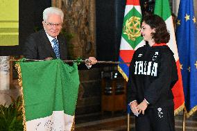 The return ceremony of the Flag of the Italian athletes returning from the Paris 2024