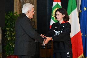 The return ceremony of the Flag of the Italian athletes returning from the Paris 2024